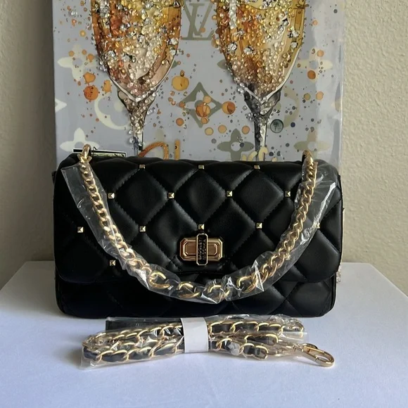 BADGLEY MISCHKA Diamond Quilted & Studs On Cover Crossbody - Picture 13 of 14